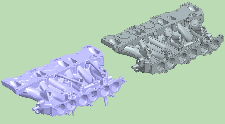 Mazda 20B Lower Intake Manifold 3D Scan and Reverse Engineered Model